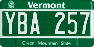 VT license plate YBA257