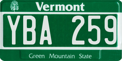 VT license plate YBA259
