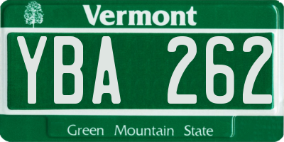 VT license plate YBA262