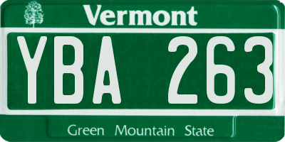 VT license plate YBA263