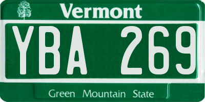 VT license plate YBA269