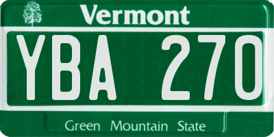 VT license plate YBA270