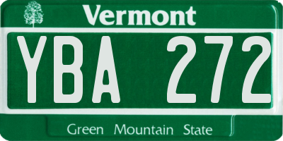 VT license plate YBA272