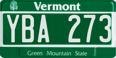 VT license plate YBA273