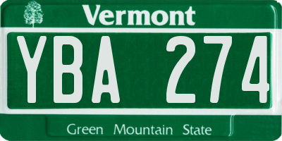 VT license plate YBA274