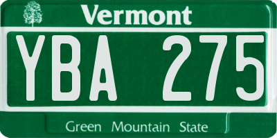 VT license plate YBA275