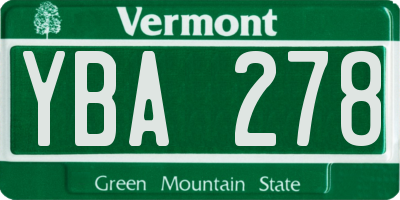 VT license plate YBA278