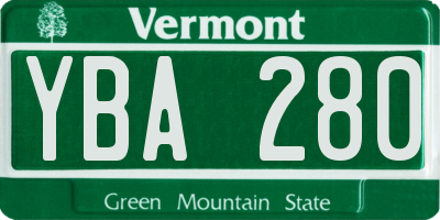 VT license plate YBA280