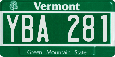 VT license plate YBA281