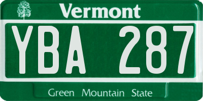VT license plate YBA287