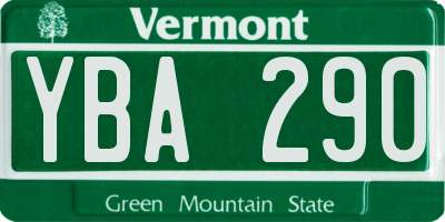 VT license plate YBA290