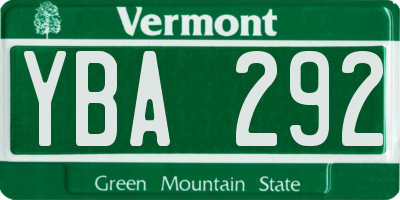 VT license plate YBA292