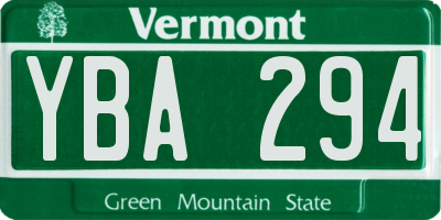 VT license plate YBA294