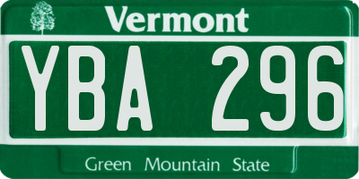 VT license plate YBA296
