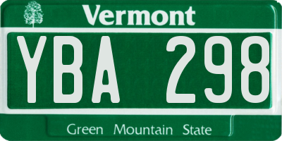 VT license plate YBA298