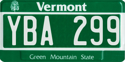 VT license plate YBA299