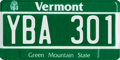 VT license plate YBA301