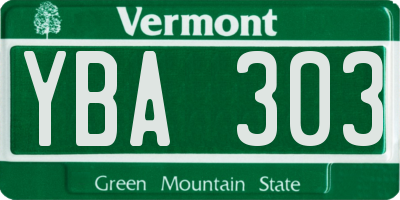 VT license plate YBA303