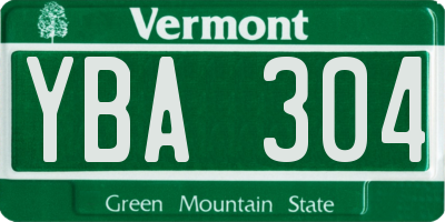 VT license plate YBA304
