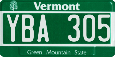 VT license plate YBA305