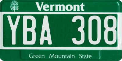 VT license plate YBA308