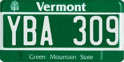 VT license plate YBA309