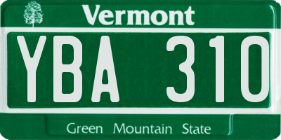 VT license plate YBA310