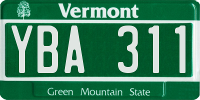 VT license plate YBA311