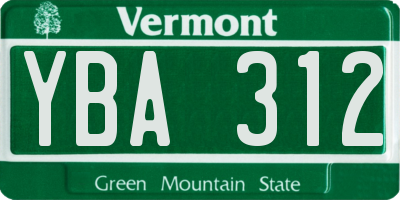 VT license plate YBA312