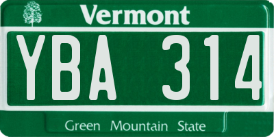 VT license plate YBA314