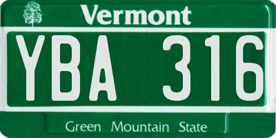 VT license plate YBA316