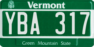 VT license plate YBA317