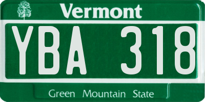 VT license plate YBA318