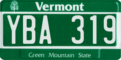 VT license plate YBA319