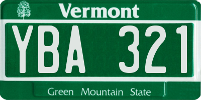 VT license plate YBA321