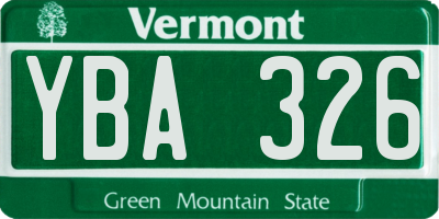 VT license plate YBA326