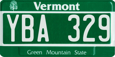 VT license plate YBA329