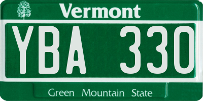VT license plate YBA330