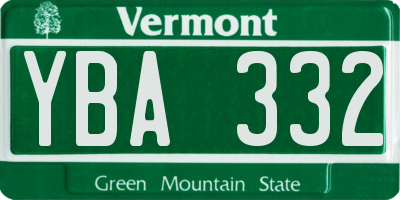 VT license plate YBA332