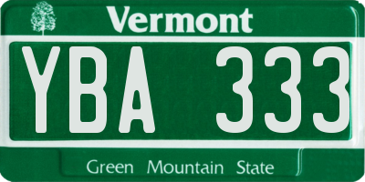 VT license plate YBA333
