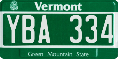 VT license plate YBA334