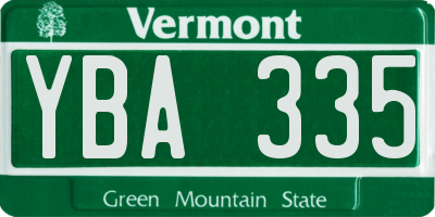 VT license plate YBA335