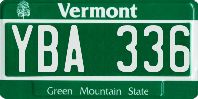 VT license plate YBA336