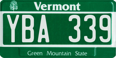 VT license plate YBA339
