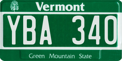 VT license plate YBA340