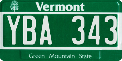 VT license plate YBA343
