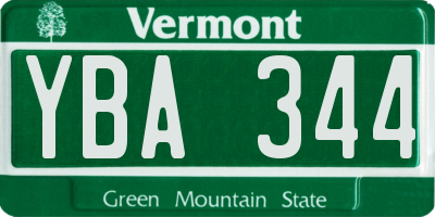 VT license plate YBA344