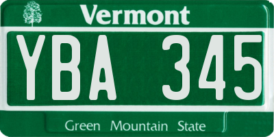 VT license plate YBA345