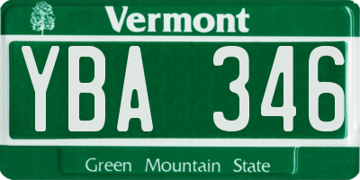 VT license plate YBA346