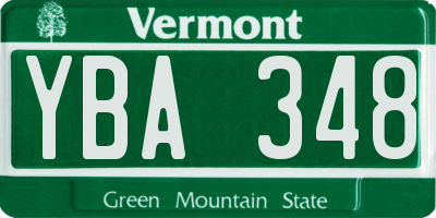 VT license plate YBA348